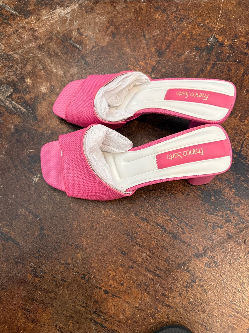 Franco Sarto Bright Pink Square-Toe Slide Mules Size 9 New